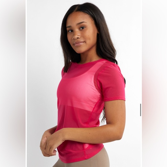 SAVVI SM Raspberry Pinkish Purple Mesh SALT Short Sleeve Shirt - Picture 2 of 10